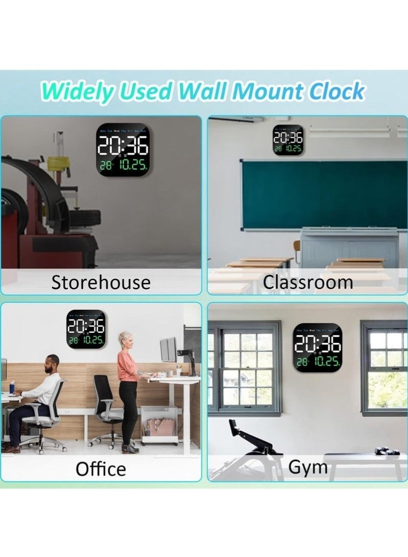 Arabest Digital Wall Clock, LED Digital Clock with Remote Control for Living Room Decoration, Week, Date, Temperature in 3 Colors, Auto Brightness, Standing and Hanging - Image 5