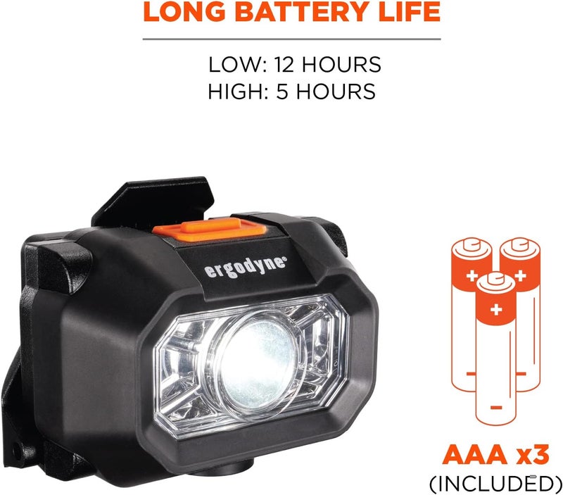 Ergodyne Ergodyne Skullerz 8978 Intrinsically Safe Hard Hat Headlamp Light Compatible with Ergodyne Skullerz Hard Hats and Safety HelmetsBlack  - Image 5
