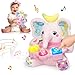 Ryotagift Baby Bilingual Musical Elephant Stuffed Animals ToysInfant Early Learning Toy with LightUp Music CrinkleTummy Time Toys for 0 3 6 9 12 Months for Baby Boy Girl GiftPink - Image 3