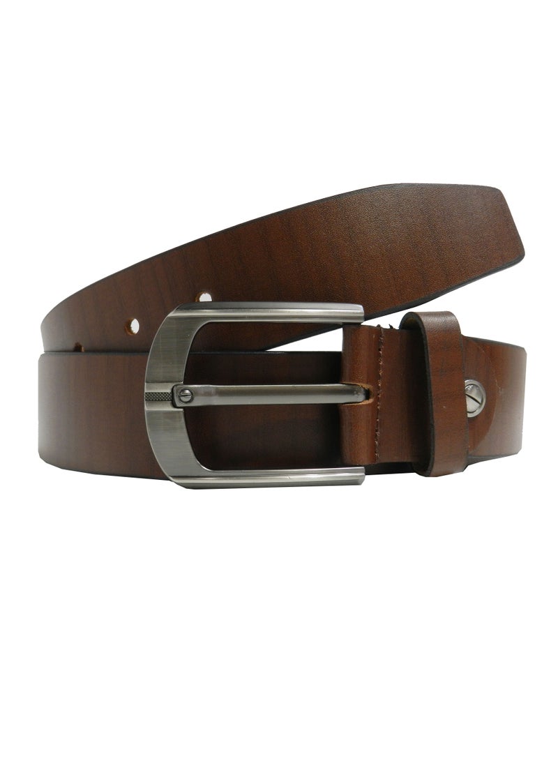 LAVERI LEATHER GENUINE LEATHER 40MM FORMAL AND CASUAL BROWN BELT FOR MENS - Image 1