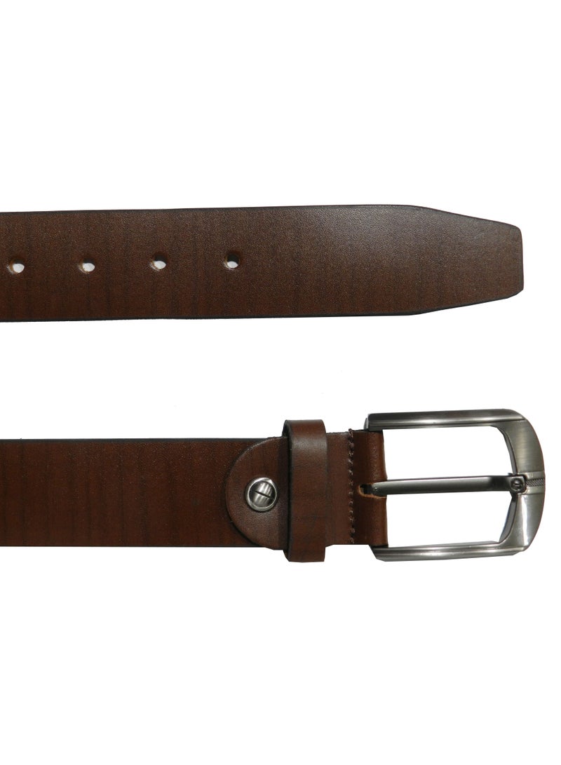 LAVERI LEATHER GENUINE LEATHER 40MM FORMAL AND CASUAL BROWN BELT FOR MENS - Image 5
