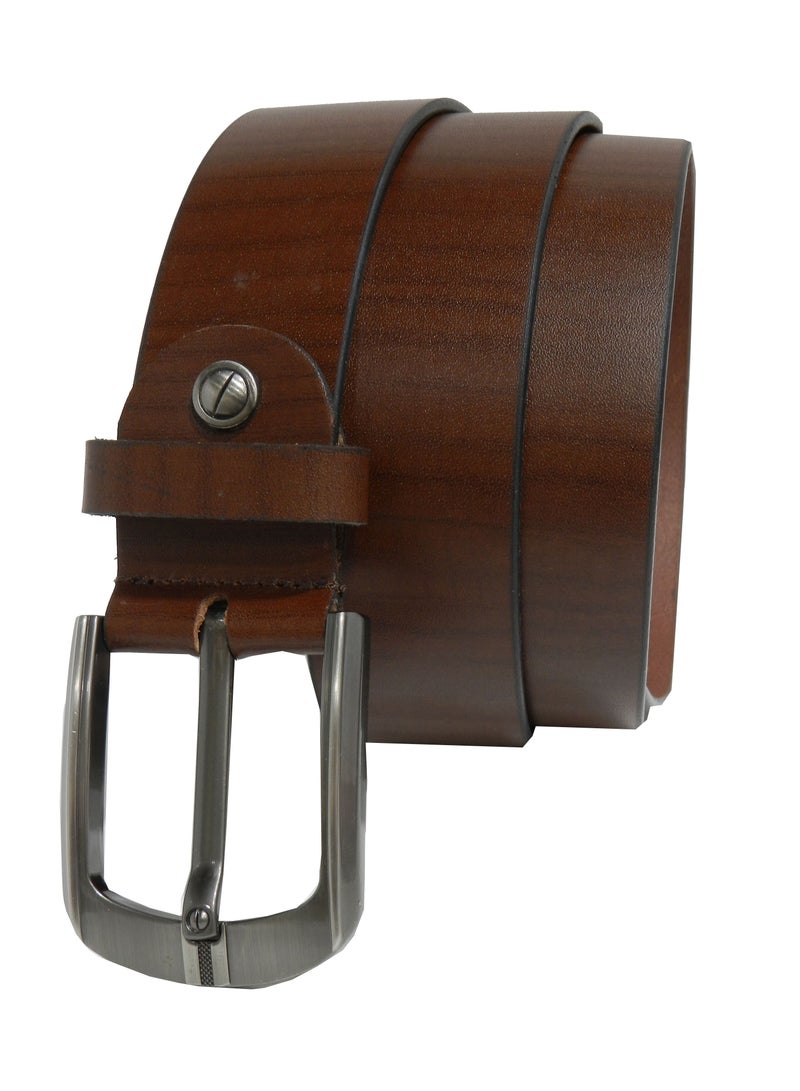 LAVERI LEATHER GENUINE LEATHER 40MM FORMAL AND CASUAL BROWN BELT FOR MENS - Image 2