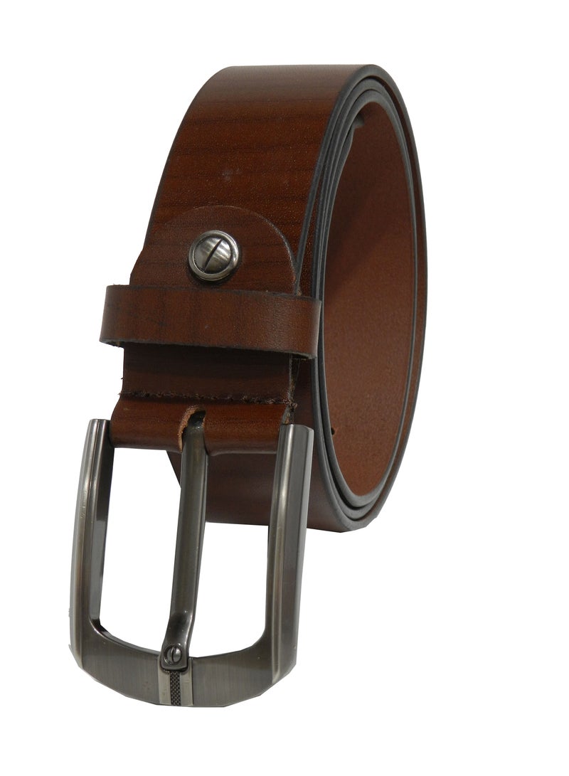 LAVERI LEATHER GENUINE LEATHER 40MM FORMAL AND CASUAL BROWN BELT FOR MENS - Image 4
