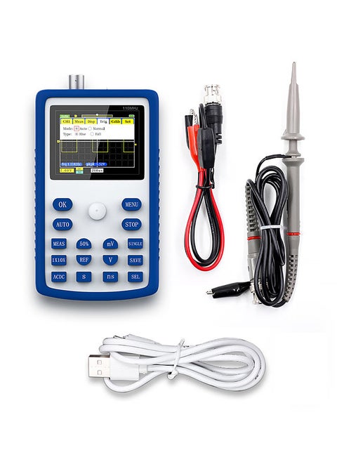FNIRSI-1C15 2.4 Inch Screen Handheld Portable Digital Oscilloscope 500MS/S Sampling Rate with 110MHz Bandwidth 1KHz/3.3V Calibration Squarewave Multipurpose Measuring Oscilloscopes