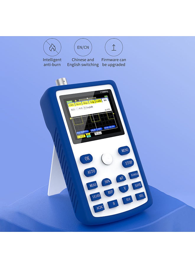 FNIRSI-1C15 2.4 Inch Screen Handheld Portable Digital Oscilloscope 500MS/S Sampling Rate with 110MHz Bandwidth 1KHz/3.3V Calibration Squarewave Multipurpose Measuring Oscilloscopes