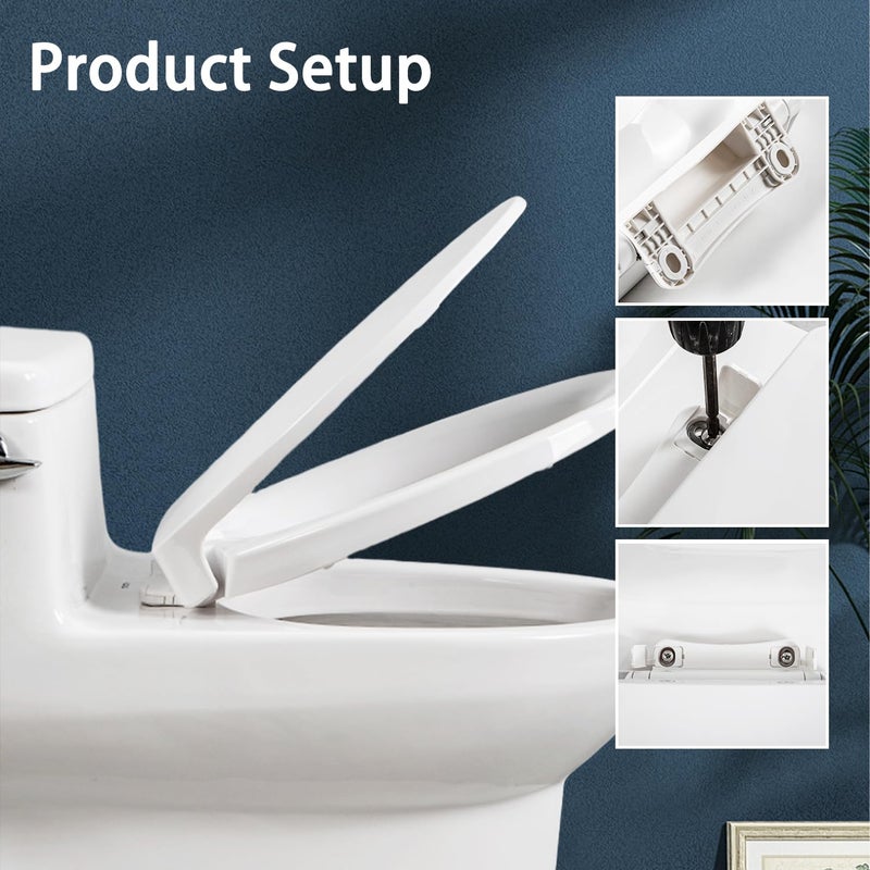 PuritySage Traditional Elongated SoftClose Toilet Seat,Compatible with TOTO SS114/SS115/SS154/SS204/SS224,Toilet Seat Replacement with 2-Pack Toilet Bolts and Nuts,Cotton White - Image 5