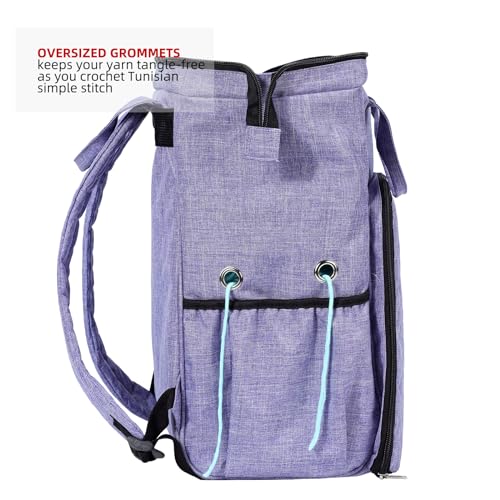 HOMEST Crochet Bag Organizer, Large Capacity Yarn Storage, Knitting Bag for Carrying Projects, Crocheting Hooks, Suppliers, Needles and Accessories, Purple - Image 4