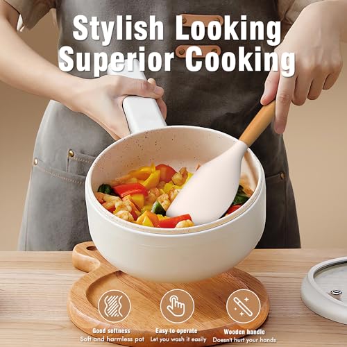 AVGPD Silicone Cooking Utensils Set - Silicone Kitchen Utensils for Cooking Wooden Handles, 446°F Heat Resistant Kitchen Utensil Spatula Sets w Holder, Gadgets for Non-Stick Cookware BPA FREE (Khaki) - Image 3