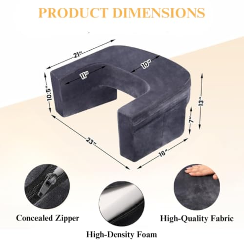 CUSHIO Polyurethane Foam Lap Desk Pillow for Working on Laptop, Reading & Gaming | Perfect for Using on Bed, Sofa & Floor| Ergonomic Desk Table with Arm Rest (Grey), 23 x 16 Inch - Image 4