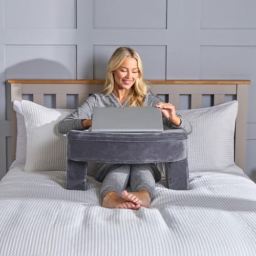 CUSHIO Polyurethane Foam Lap Desk Pillow for Working on Laptop, Reading & Gaming | Perfect for Using on Bed, Sofa & Floor| Ergonomic Desk Table with Arm Rest (Grey), 23 x 16 Inch - Image 3
