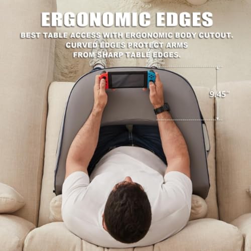 CUSHIO Polyurethane Foam Lap Desk Pillow for Working on Laptop, Reading & Gaming | Perfect for Using on Bed, Sofa & Floor| Ergonomic Desk Table with Arm Rest (Grey), 23 x 16 Inch - Image 5