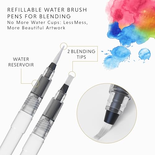 DOODLE HOG 48 Premium Watercolor Pens +2 Highly Blendable Markers, Real Brush Tip Watercolor Markers, Art Supplies for Adults, 48 Colors Gift Box - Image 4