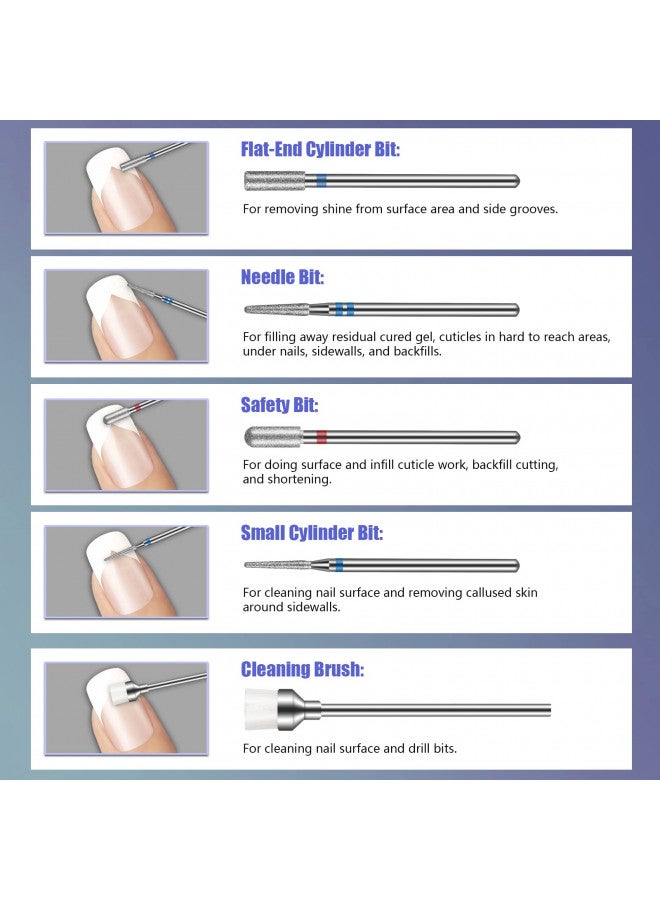 Depvko Depvko Nail Drill Bits 20Pcs, 3/32'' Ceramic Carbide Drill Bits For Nails, Nail Bits For Nail Drill, Diamond Nail Drill Bit Set For Cuticle Remover Manicure Pedicure (20Pcs) - Image 3