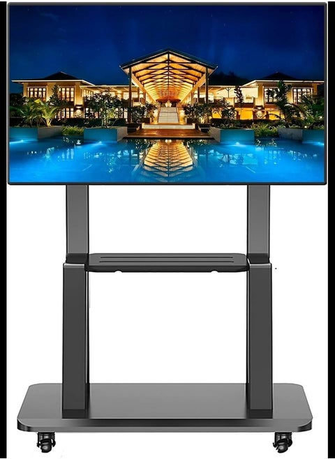 Universal Mobile TV Floor Stand/Cart, TVs 32-75inch LCD LED OLED Plasma Flat Panel or Curved Screen, TV Display Stand Trolley on Wheels, Load 120kg