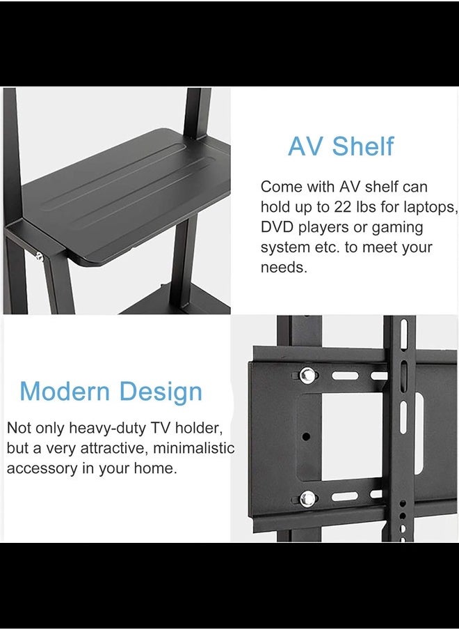 Generic - Universal Mobile TV Floor Stand/Cart, TVs 32-75inch LCD LED OLED Plasma Flat Panel or Curved Screen, TV Display Stand Trolley on Wheels, Load 120kg - Image 1
