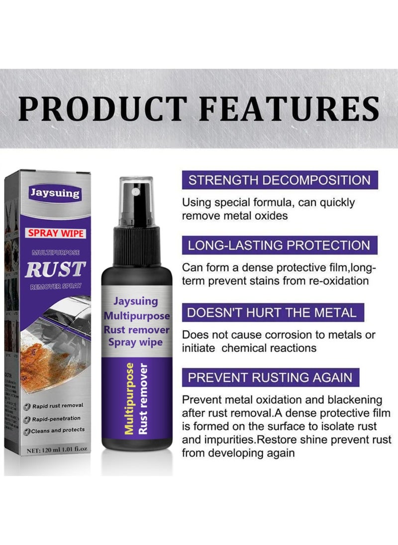 Jaysuing - Multipurpose Rust Remover Spray for Home and Car, Instant Rust Remover for Metal, Auto Parts and Various Metal Surfaces, 120ml Antioxidant Spray, Easy to Use - Image 1