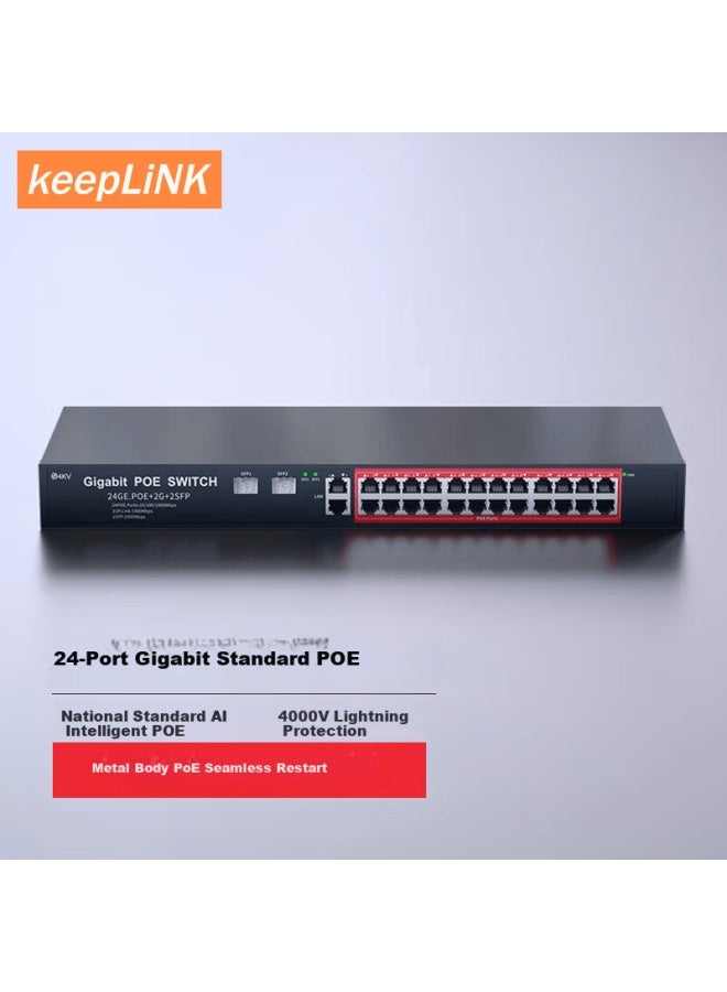 Keeplink Kp-9000-424gp 28-port Gigabit Poe Switch Ai Smart Surveillance Camera Splitter Switch 320w - Image 1