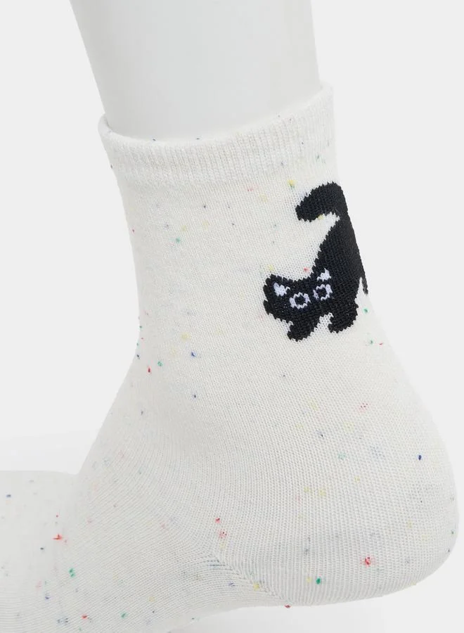 Styli Styli Set Of 2 - Cat Print Socks