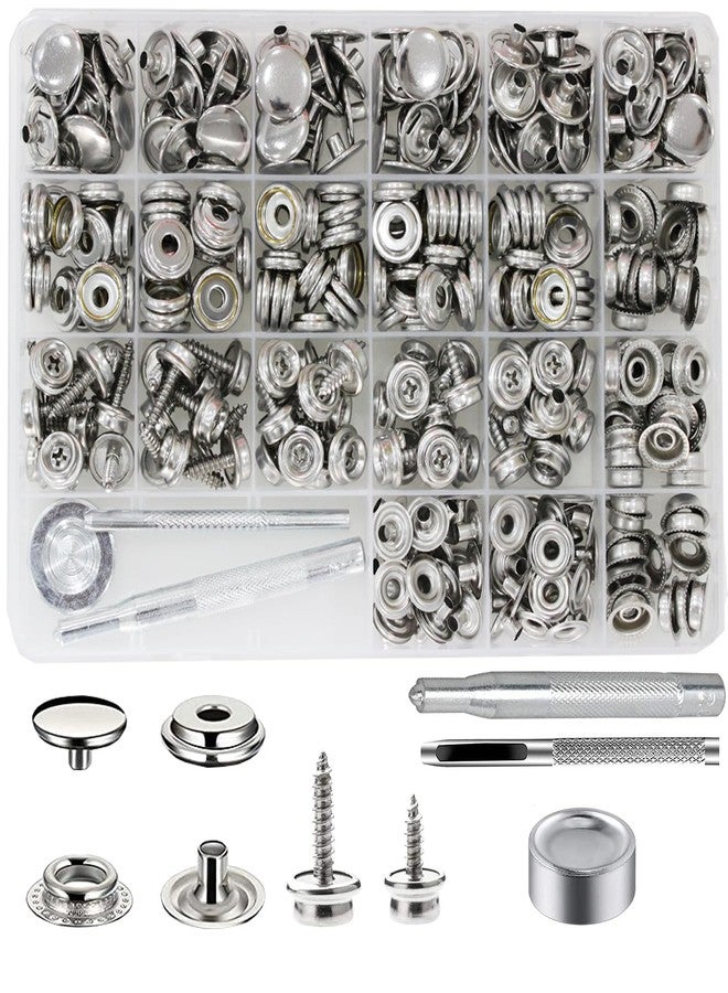 BetterJonny 350 Pieces Canvas Snap Kit, BetterJonny Stainless Steel Screws Snaps Marine Grade Canvas Upholstery Boat Snaps Fastener Press Stud Cap with 3 Setting Tools Material Hole Punch for DIY Cover Leather - Image 1