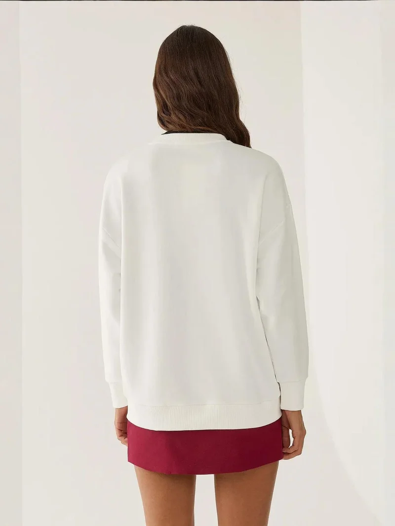 HICCUP Printed Relaxed Fit Crew Neck Sweatshirt