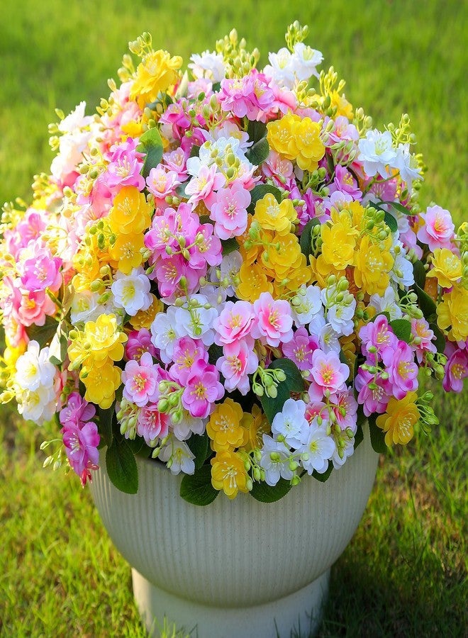 alyptus Artificial Faux Outdoor Flowers Plants for Spring Summer Decoration, 12 Batches UV Resistant Look Real Fake Flowers for Porch, Patio & Home Decor with 4 Colors - Multicolor - Image 1