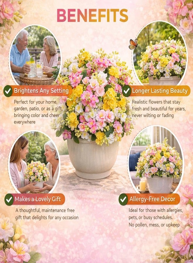 alyptus Artificial Faux Outdoor Flowers Plants for Spring Summer Decoration, 12 Batches UV Resistant Look Real Fake Flowers for Porch, Patio & Home Decor with 4 Colors - Multicolor - Image 3