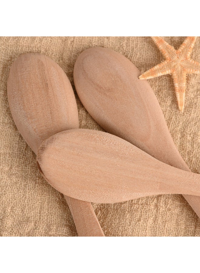 Pointed Lotus Wood Unpainted Small Spoon Japanese And Korean Children's Wooden Spoon Small Solid Wood Brown Sugar Spoon Seasoning Spoon-Specifications:The Tipped Spoon In The Lotus Wood 15*3.5cm  - Image 3