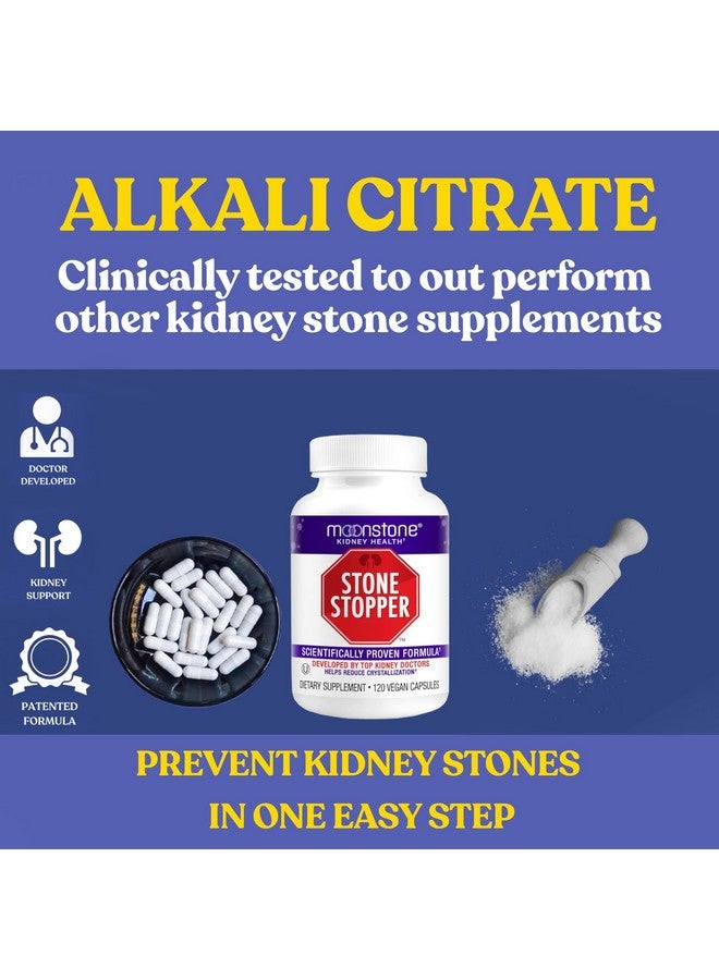 Moonstone كبسولات ستوبير الحجر، منع حصوات الكلى، واقي أكسالات الكالسيوم، مكمل دعم سترات القلوي، تم تطويره بواسطة أطباء المسالك البولية لدعم صحة الكلى، إمداد لمدة 30 يومًا (120 حبة) - Image 2