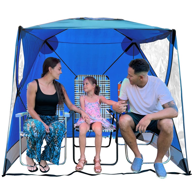 EasyGoProducts CoverU Sports Tent Pod Sun Protection - Pop Up 2 Person Hot Climate Canopy Shelter - Patent Pending - Blue - Image 1