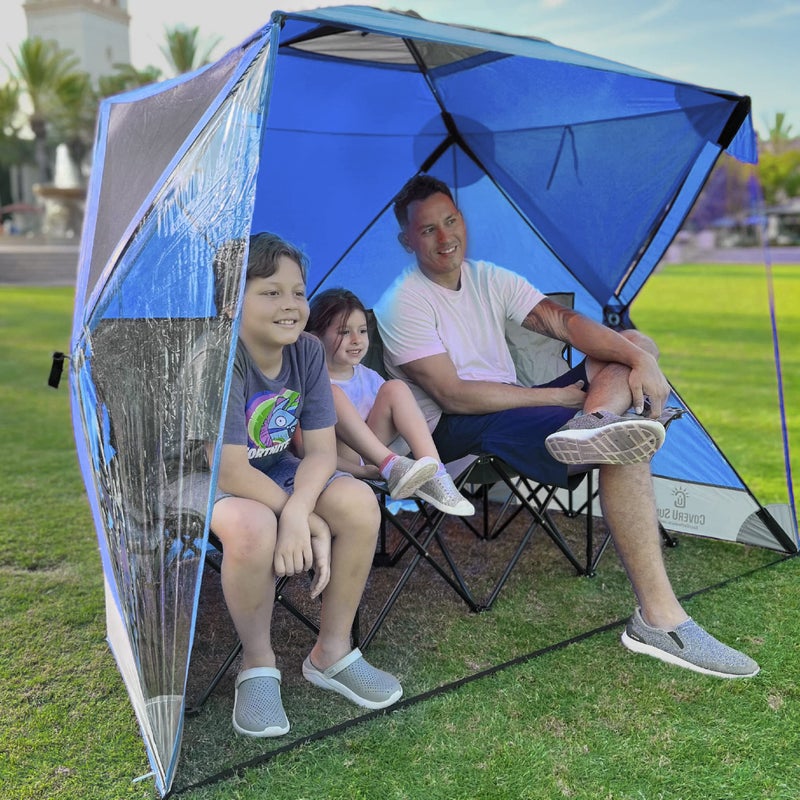 EasyGoProducts CoverU Sports Tent Pod Sun Protection - Pop Up 2 Person Hot Climate Canopy Shelter - Patent Pending - Blue - Image 5