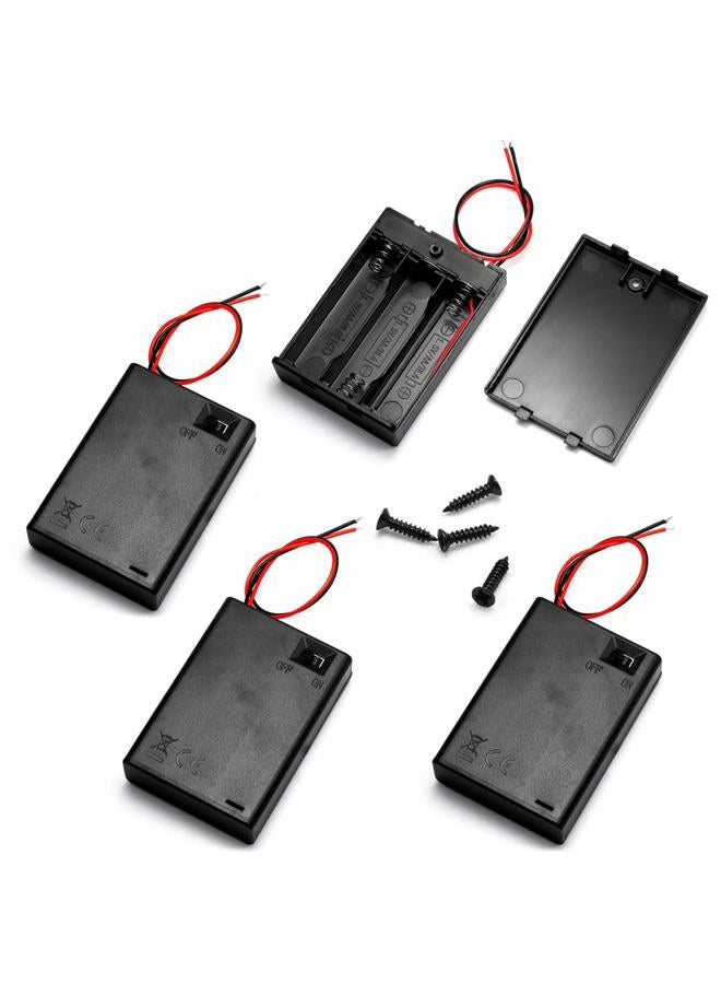 Lampvpath (Pack of 4 3AA 4.5V Battery Holder with Switch, 3X 1.5V AA Battery Holder with Leads and Switch - Image 1