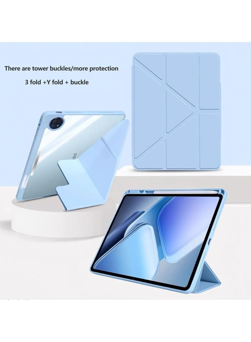 general Case Compatible with Honor MagicPad 2 12.3 Inch (2024), Ultra-thin Y-Folding Leather Case with Pencil Holder, Transparent Acrylic Back Shell Protective Cover - Image 2