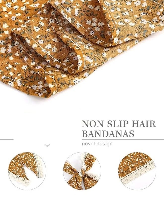 2 Pcs Floral Head Scarf, Hair Bandanas, Head Kerchief, Vintage Boho Hair Scarf, Chiffon Hair Scarf with Ties, Flower Mesh Lightweight Triangular Hair Scarves For Women Girls - Image 5