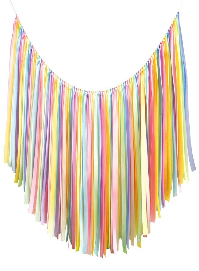 Kingsnow Highchair Banner Birthday Ribbon Garland 40 inches Chair Tutu Skirt for Ice Cream Party Decor,Baby Shower,Photo Booth Props,Classroom Decor and Girl Birthday - Image 1