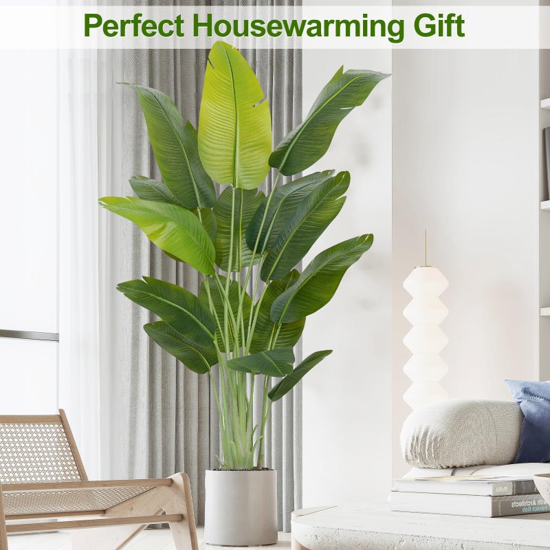 Keeplush Lifelike Bird of Paradise Artificial Plant,6.6ft Faux Banana Leaf Tree with 15 Trunks - Perfect Indoor Silk Floor Plant for Home Decor in Living Room, Office, and Bedroom - Image 5