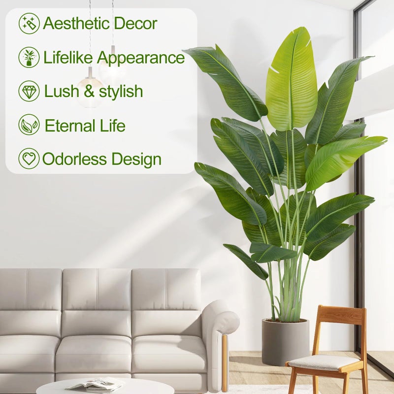 Keeplush Lifelike Bird of Paradise Artificial Plant,6.6ft Faux Banana Leaf Tree with 15 Trunks - Perfect Indoor Silk Floor Plant for Home Decor in Living Room, Office, and Bedroom - Image 2