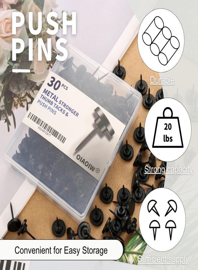 OIAOIW 30 PCS Metal Black Push Pins for Wall Clear Thumb Tacks for Walls Flat thumbtacks push pin for Bulletin Board Shadow Box Display Thumbtack for Cork Board - Image 3