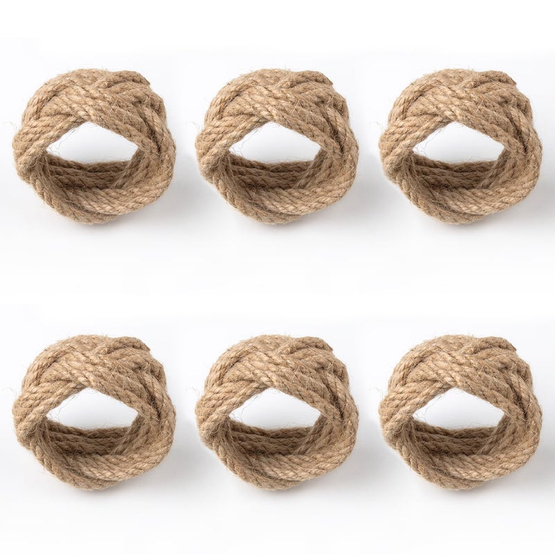 MLURCU Natural Burlap Napkin Rings Set of 6 Woven Rustic Napkin Rings for Farmhouse Dining Table Decor