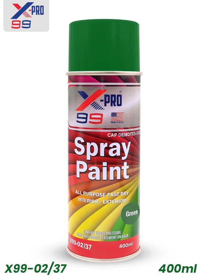 Xpro X-PRO 99 Green Spray Paint, 400ml – Quick Dry, Superior Gloss for Wall, Wood, Metal & More – Long-Lasting Interior & Exterior Application - Image 1