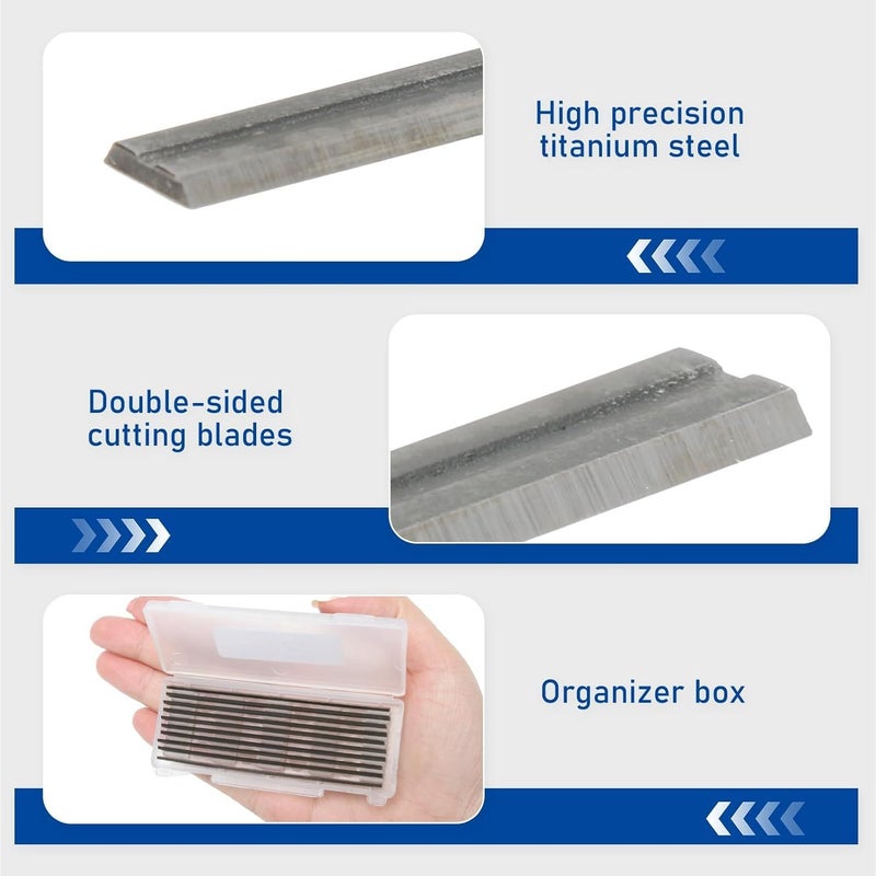 شفرة مسوية كهربائية قابلة للعكس 10 قطع 82 مم من كربيد HSS، سكاكين مسوية ذات حافتي قطع مشحوذتين بدقة، قطع غيار بديلة لآلات النجارة. - Image 3