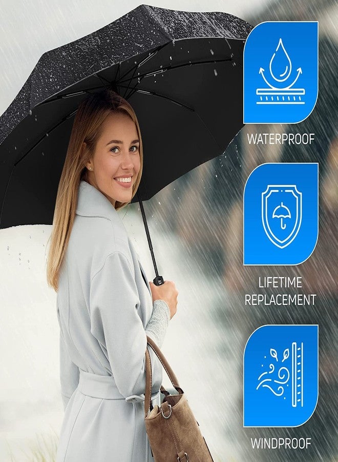 KeepCart Windproof Compact Stick for Rain Auto Travel Strong Umbrella Auto Open/Close Button Umbrella for Men (Black) - Image 5