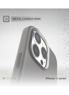 LEVELO Iris Magsafe Liquid Silicone Case For iPhone 16 Pro Max / Hybrid Construction / Impact Resistant Corners- Grey  - Image 3