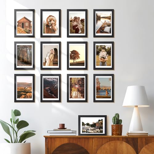 HappyHapi مجموعة إطارات صور HappyHapi 4x6 مجموعة من 10، عرض على الطاولة أو على الحائط صور 3.5x5 مع مات أو 4x6 بدون، إطارات صور متعددة (أسود) - Image 3