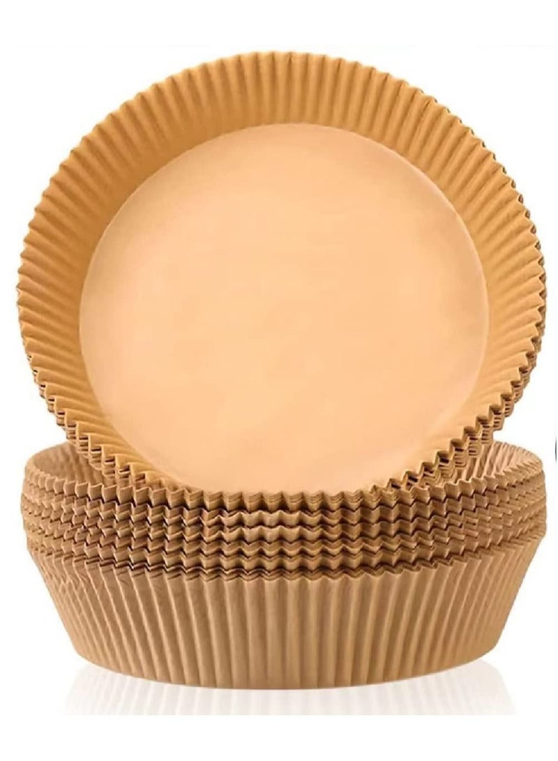 سكاي تاتش 50 قطعة من بطانات ورق البرشمان غير اللاصقة للاستعمال مرة واحدة ، وخبز مستدير بدرجة الطعام للمقلاة الهوائية ، 16 سم / 6.3 بوصة بني - Image 1