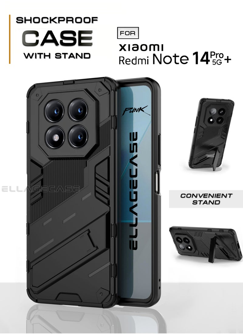 ELLAGECASE Shockproof Case for Xiaomi Redmi Note 14 Pro Plus 5G, Enhanced Protection, Built-in Magnetic Mount, Convenient Stand, Solid Camera Protection  - Image 1