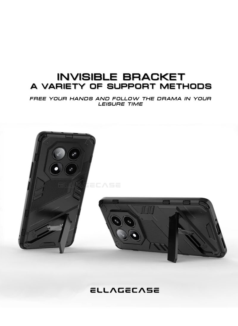 ELLAGECASE Shockproof Case for Xiaomi Redmi Note 14 Pro Plus 5G, Enhanced Protection, Built-in Magnetic Mount, Convenient Stand, Solid Camera Protection  - Image 4