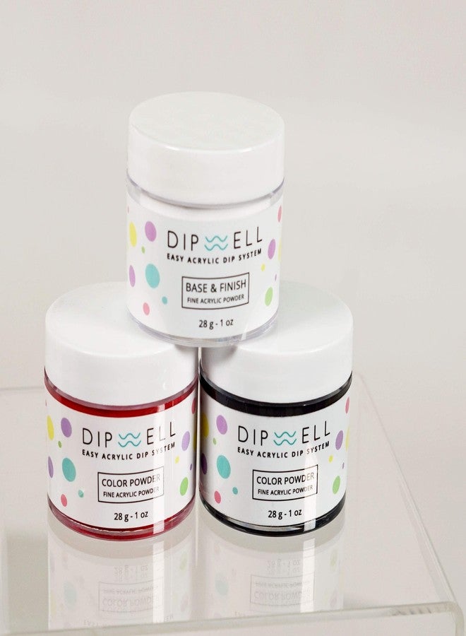 DipWell مجموعة طلاء الأظافر DipWell Dip Powder - مجموعة ألوان كلاسيكية للمبتدئين، نظام راتنج الأكريليك والجل (مادة لاصقة، قاعدة، منشط، مادة مانعة للتسرب، منعم للفرشاة + 3 عبوات بودرة) - Image 4