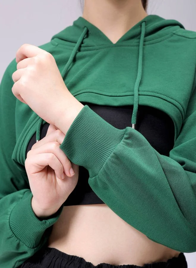 Freehand Women Relaxed Fit Solid Hooded Sweatshirt