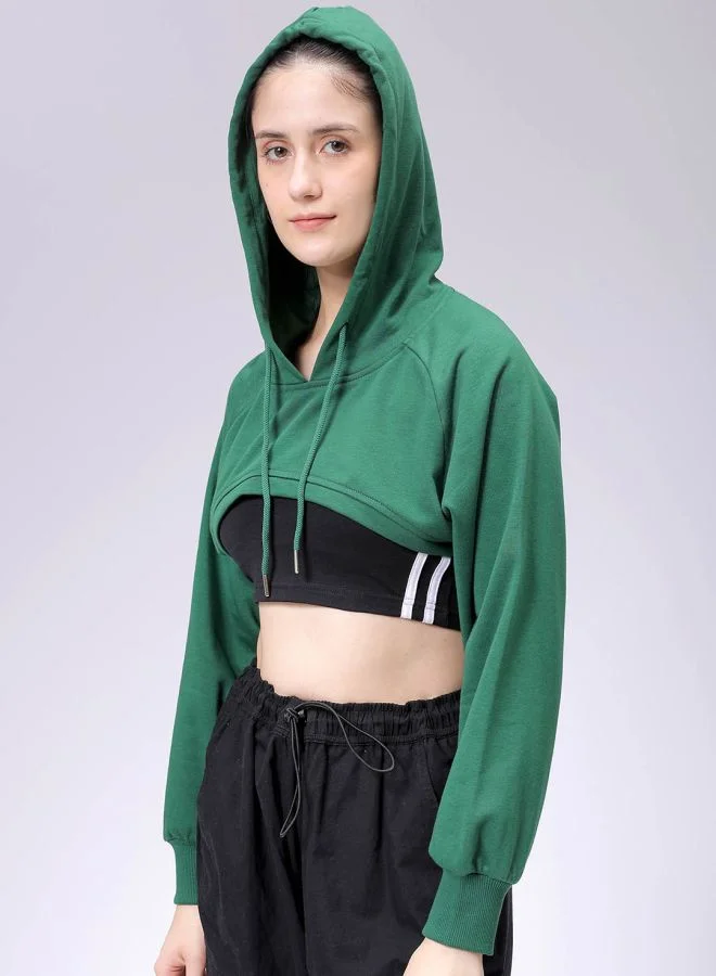 Freehand Women Relaxed Fit Solid Hooded Sweatshirt