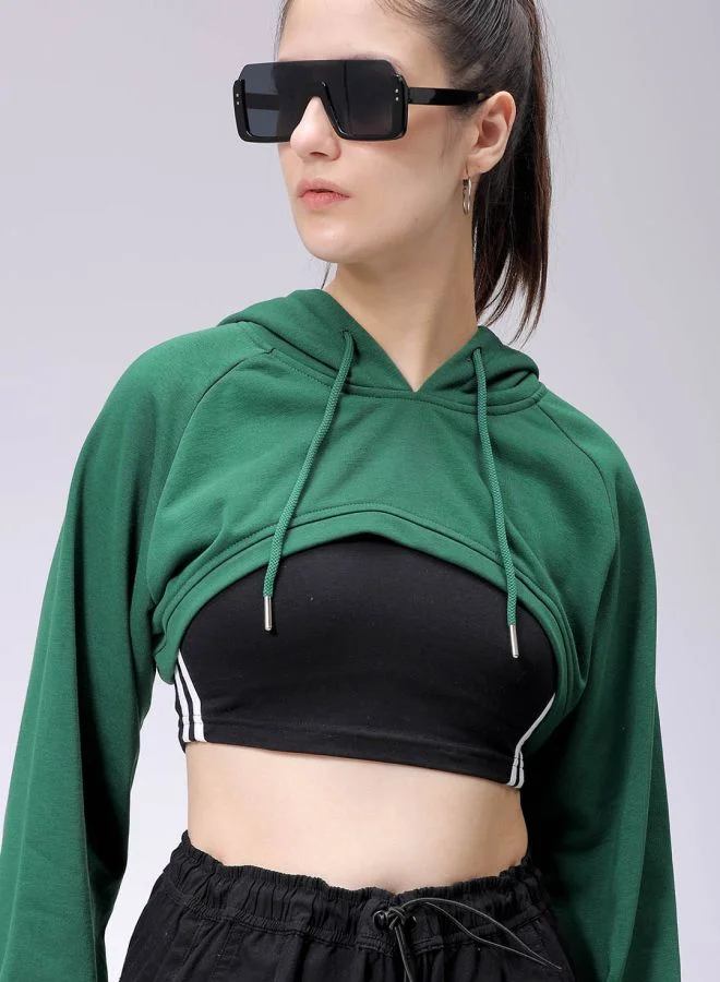 Freehand Women Relaxed Fit Solid Hooded Sweatshirt